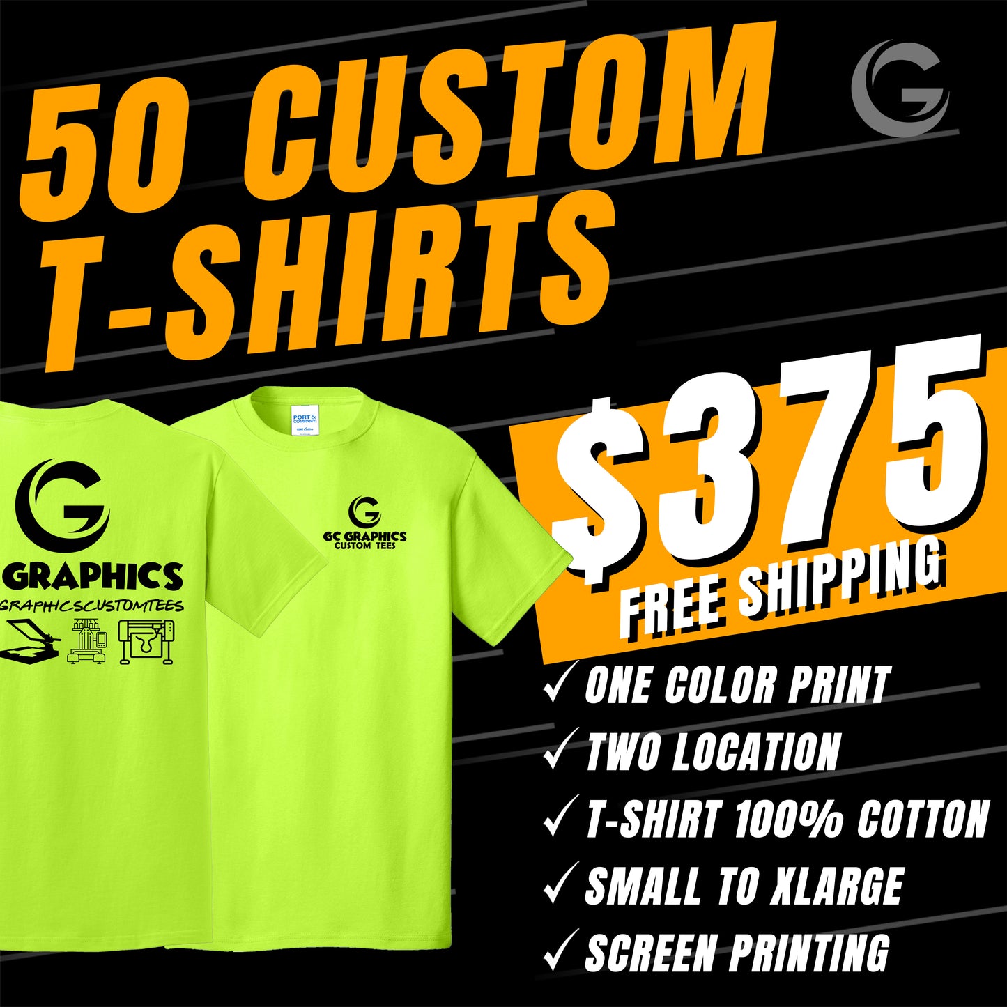 50 T-Shirts $375 + Free Shipping